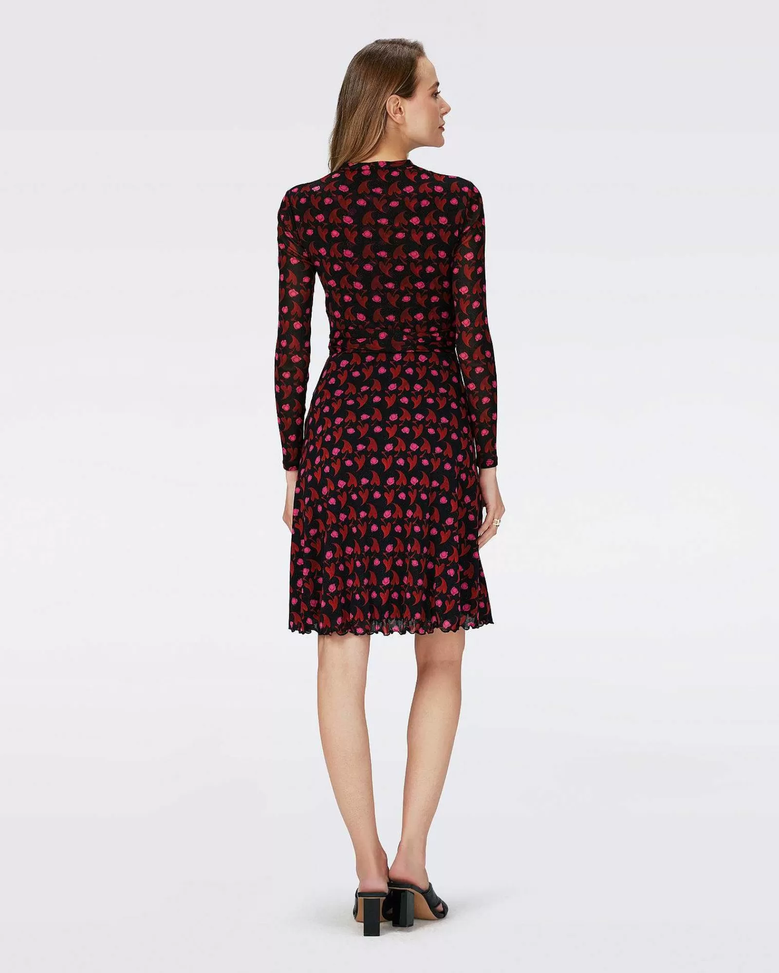 Diane von Furstenberg Knielange Kleider^Dvf Brenda Kleid Mit Herzblattern, Schwarz