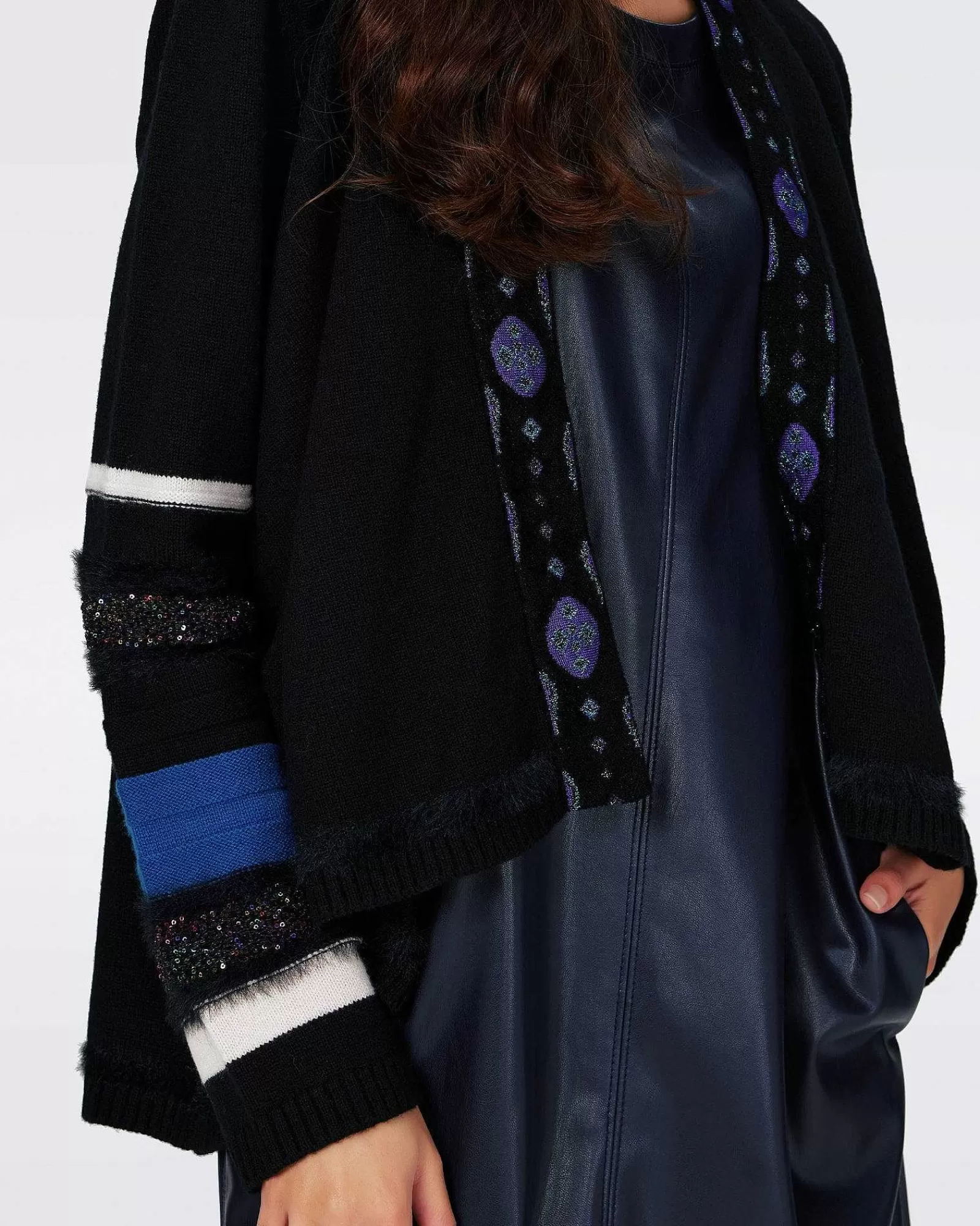 Diane von Furstenberg Schwarze Kleider^Dvf Ernest Cardigan In Streifenblau