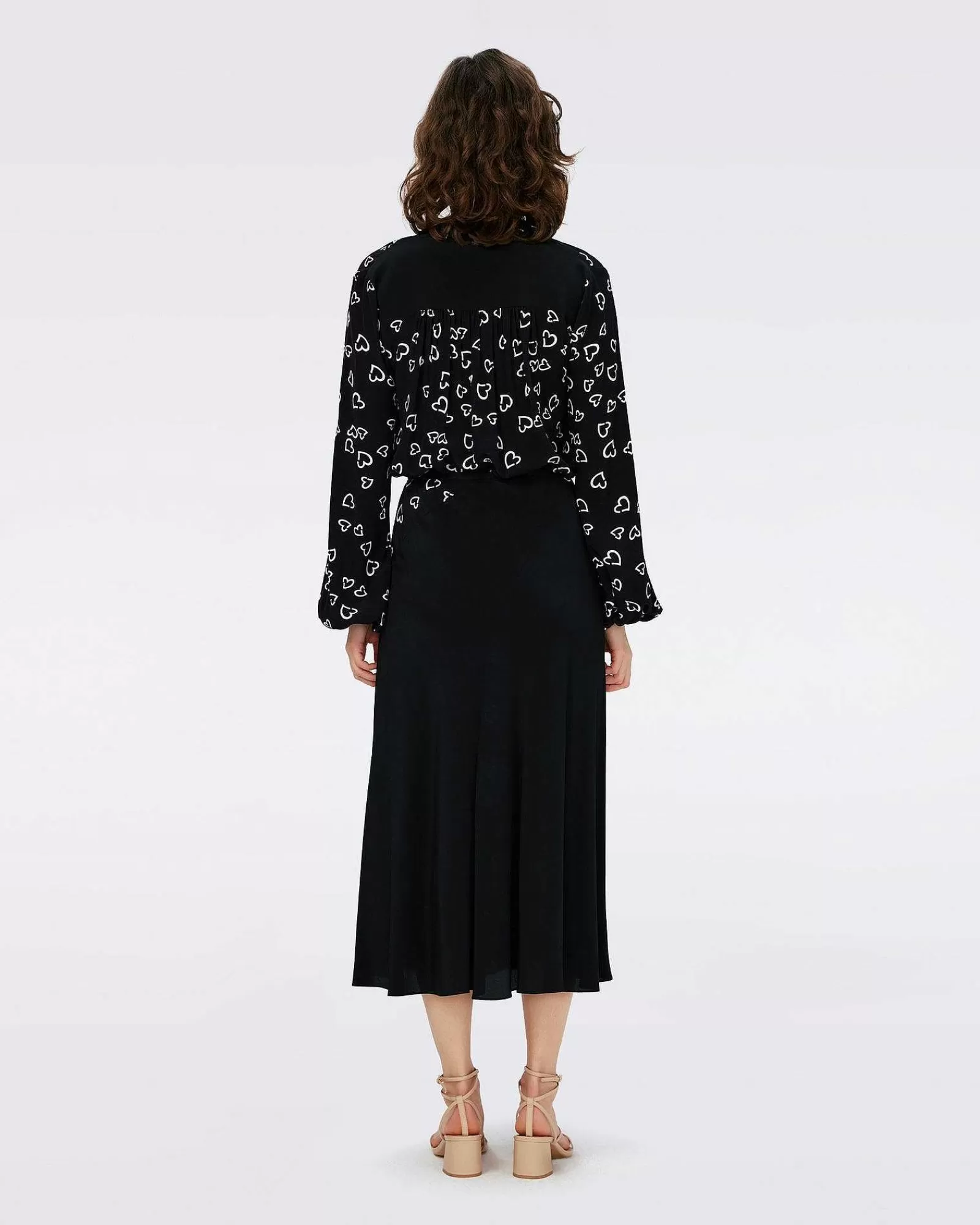 Diane von Furstenberg Schwarze Kleider^Dvf Ginny Two Bluse In Kleinen Herzen/Schwarz