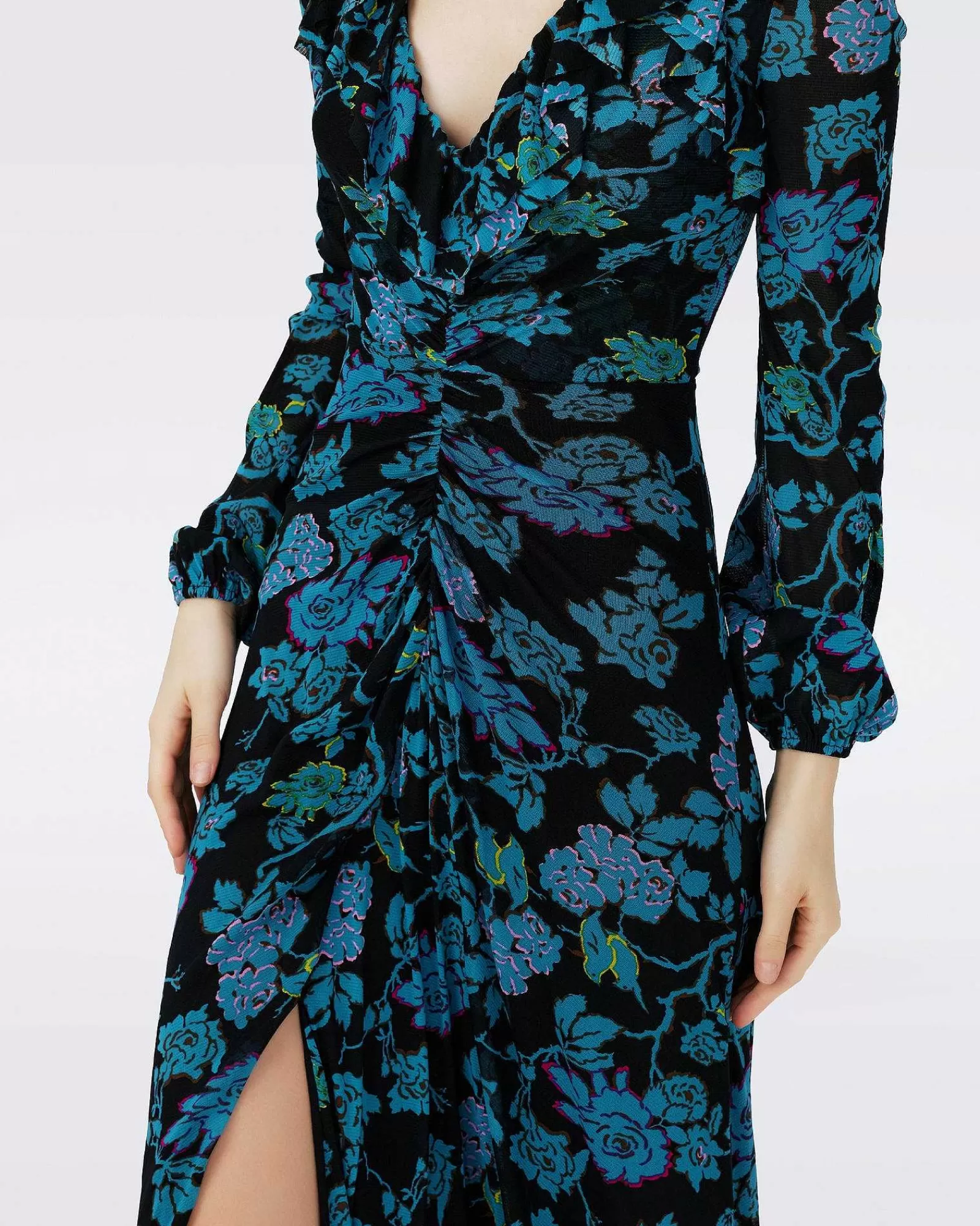 Diane von Furstenberg Maxikleider^Dvf Sean Kleid In China Vine Blk Med