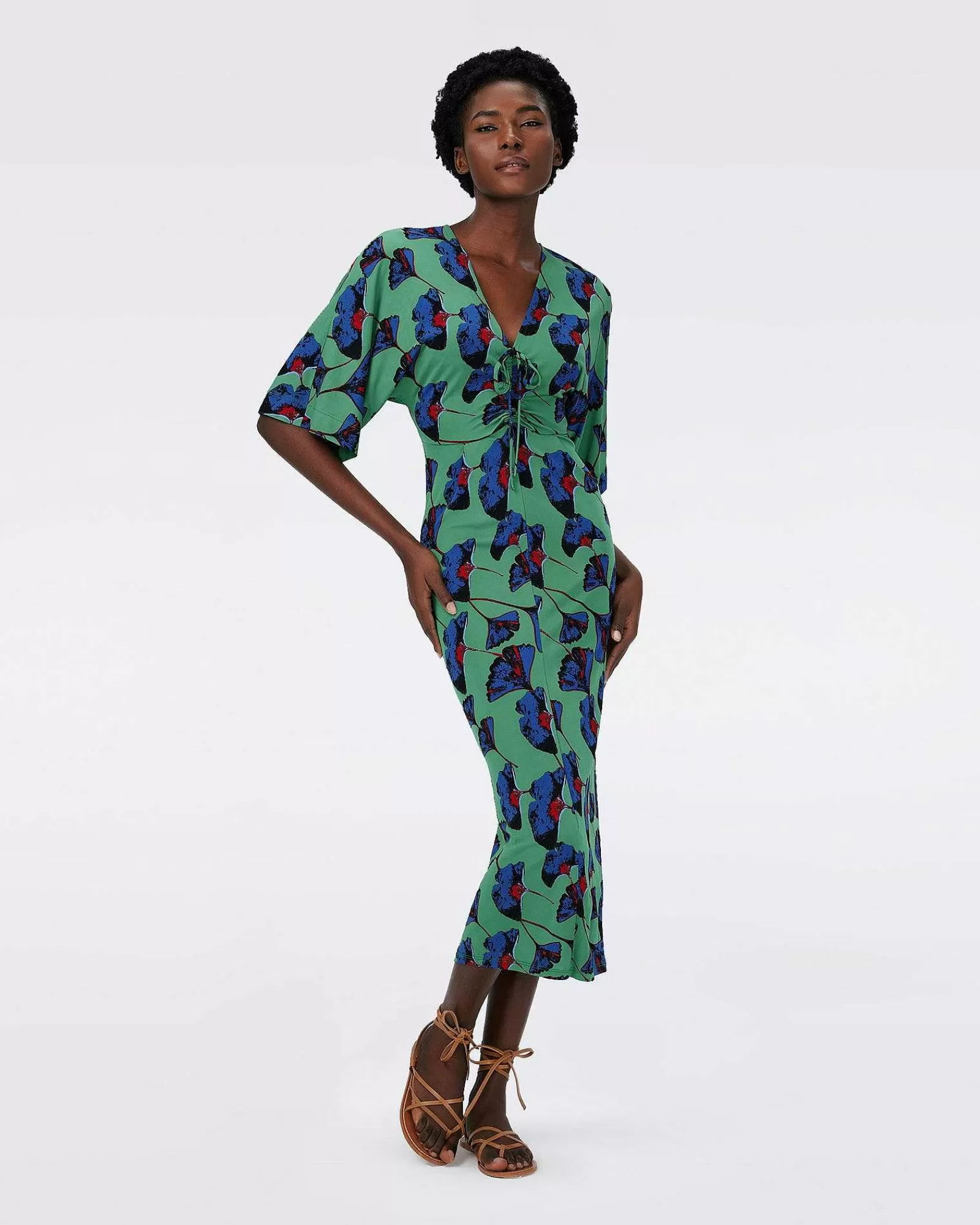 Diane von Furstenberg Midi-Kleider^Dvf Valerie Kleid In Falling Gingko Venus Gn Lg