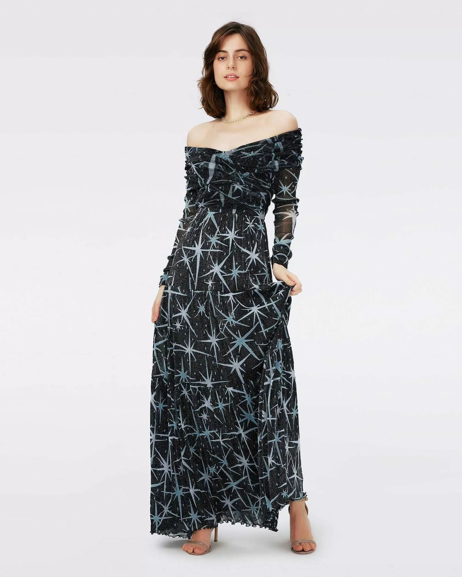 Diane von Furstenberg Maxikleider^Stassi Metallic-Mesh-Kleid